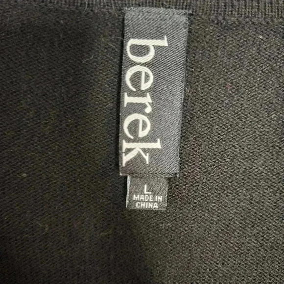 Berek Beaded Sequins Santa Ugly Christmas Sweater Blouse Size Large Black V-Neck - Picture 4 of 5